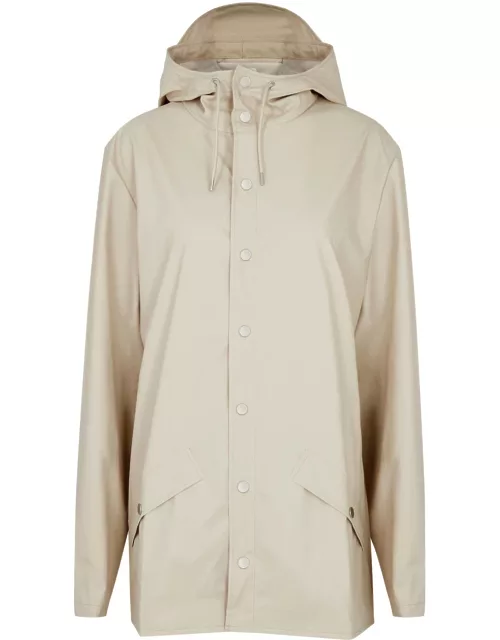 Rains Hooded Rubberised Jacket - Beige - S (UK8-10 / S)