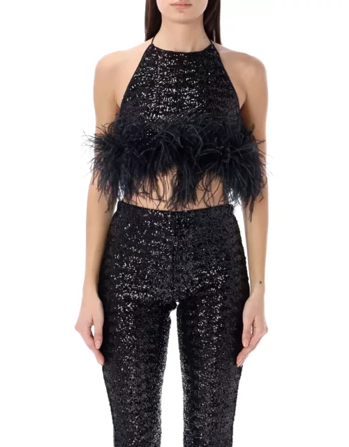 Oseree Paillettes Feather Top