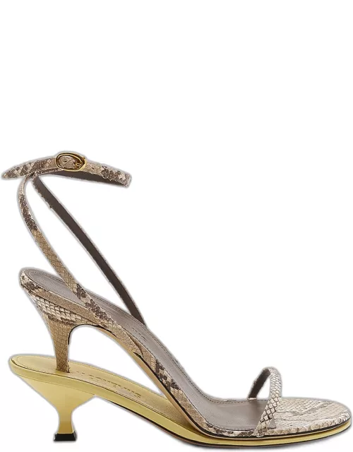 Les Doubles Ankle-Strap Embossed Sandal