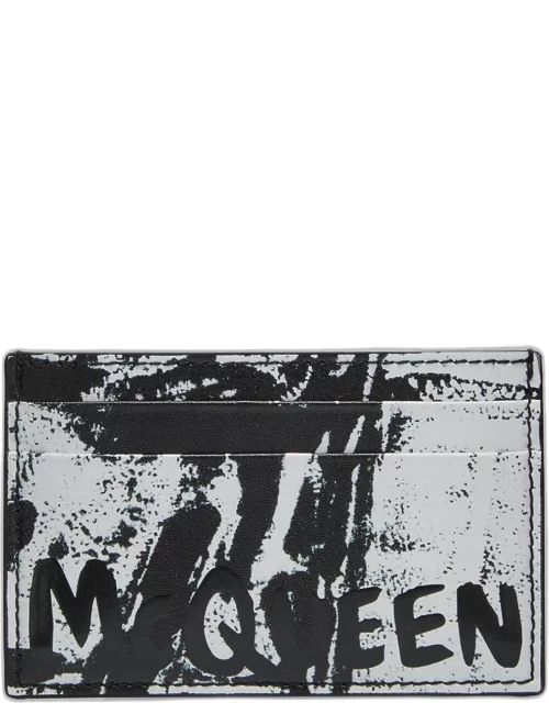 Men's Graffiti Logo Leather Card Holder