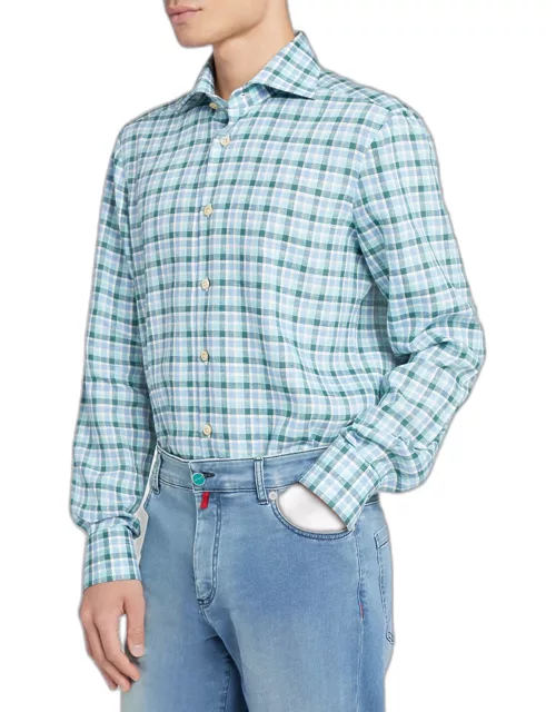 Men's Cotton Check Casual Button-Down Shirt