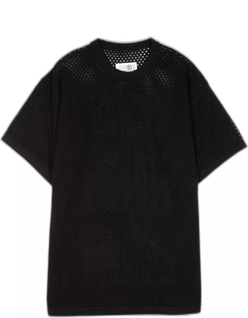 MM6 Maison Margiela Girocollo Black knitted t-shirt with logo