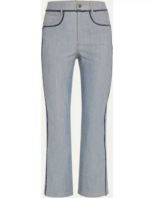 Sallie Piped Cropped Bootcut Denim Pant