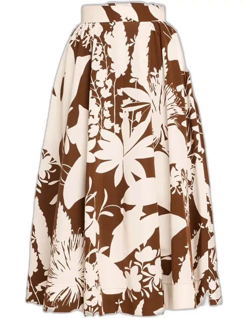 Shadow Floral Midi Skirt