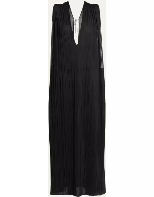 Pleated Sheer Maxi Dres