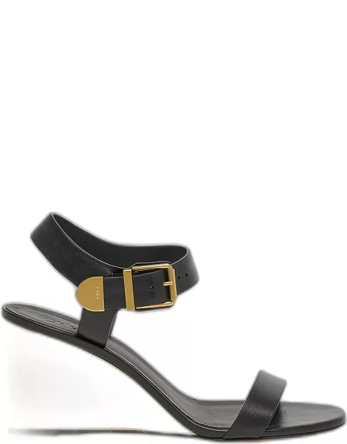 Rebecca Leather Wedge Ankle-Strap Sandal