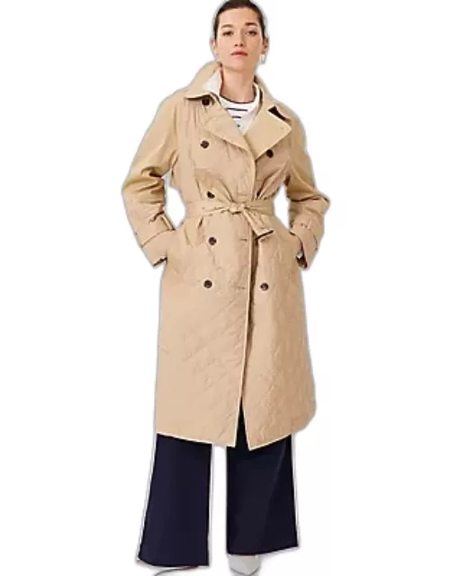 Ann Taylor Petite AT Weekend Quilted Mixed Media Trench Coat