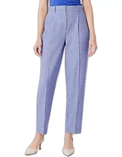 Ann Taylor The High Rise Pleated Taper Pant in Cross Weave