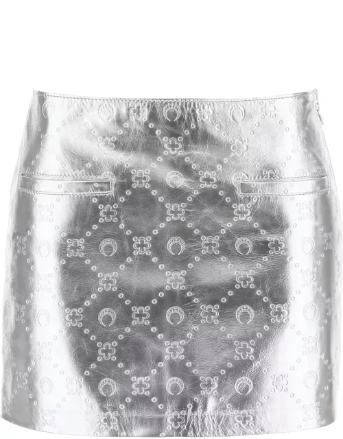MARINE SERRE moonogram mini skirt in laminated leather