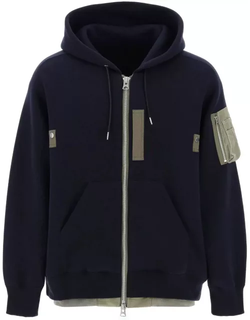 SACAI full zip hoodie with contrast trim