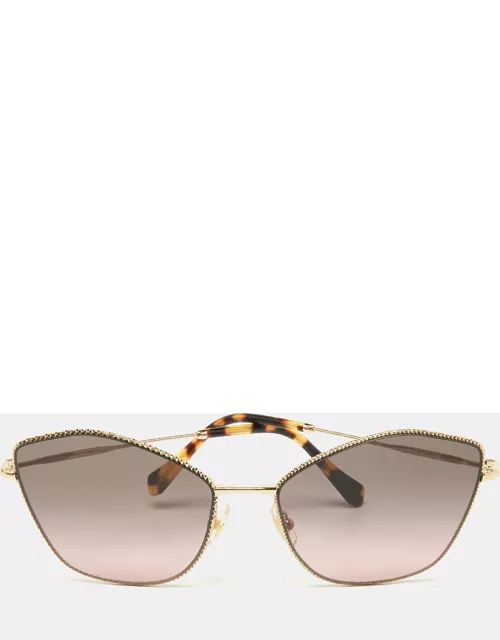 Miu Miu Gold Tone/Grey Pink Ombre SMU60V Cat-Eye Sunglasse