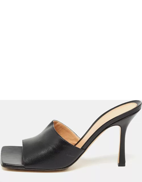 Bottega Veneta Black Leather Stretch Slide Sandal