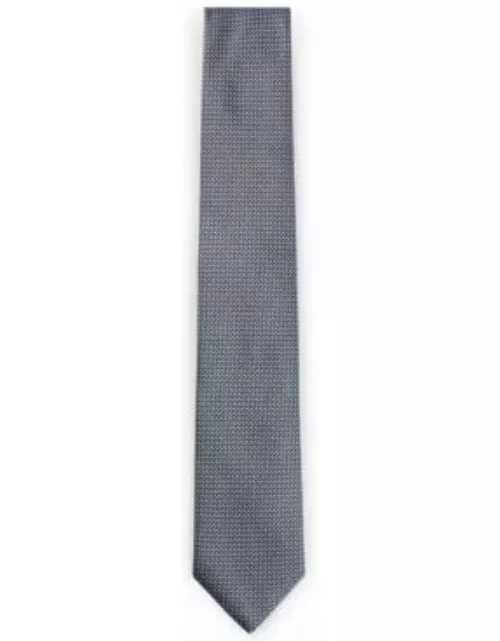Silk tie with jacquard-woven micro pattern- Dark Blue Men's Tie