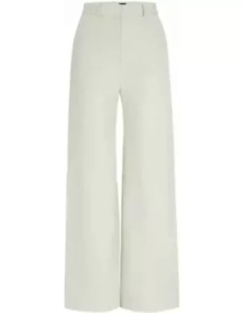 Regular-fit leather trousers with wide leg- White Women's Casual Pant