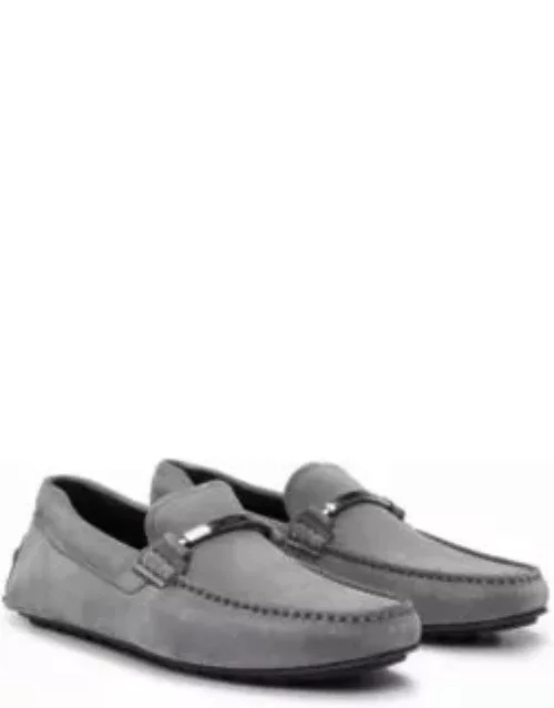 Suede moccasins with branded hardware and full lining- Grey Men's Casual Shoe