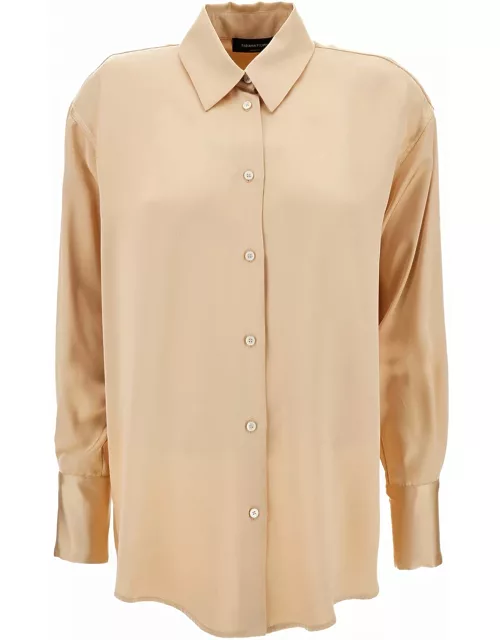 Fabiana Filippi Champagne Loose Shirt With Long Sleeve In Satin Fabric Woman