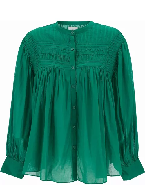 Marant Étoile plalia Green Shirt With Embroideries In Cotton Woman