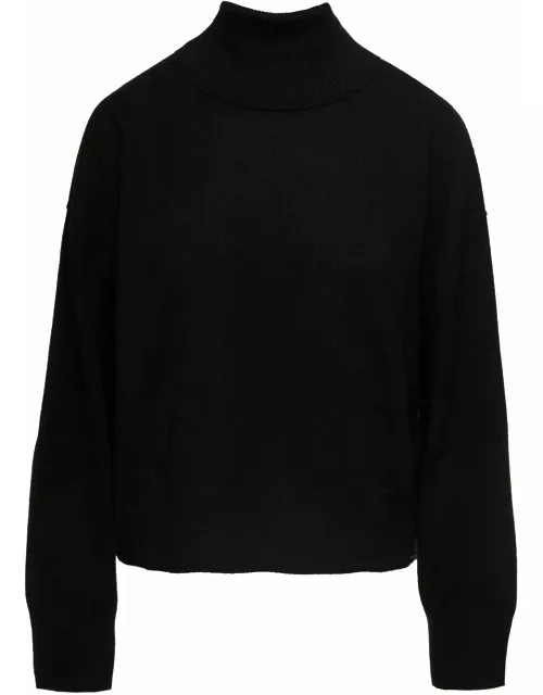 Parosh Black Mock Neck Sweatshirt With Long Sleeves In Cashmere Woman