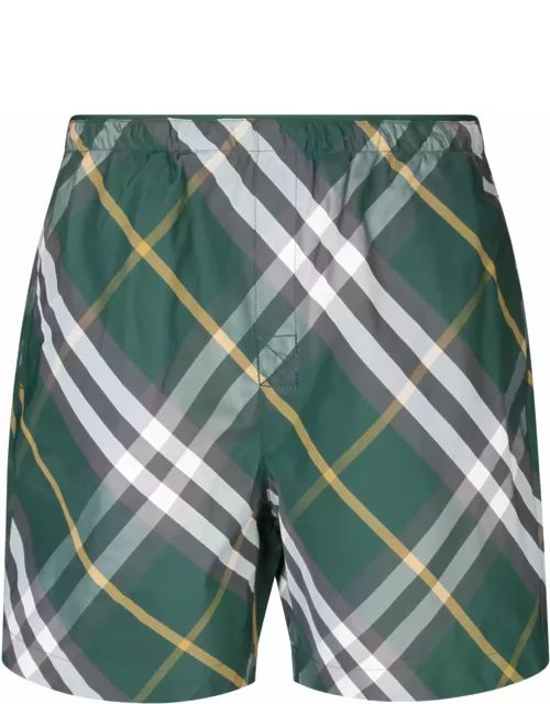 Burberry Check Motif Green Swimsuit