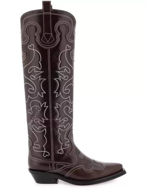 Ganni Embroidered Western High Boot