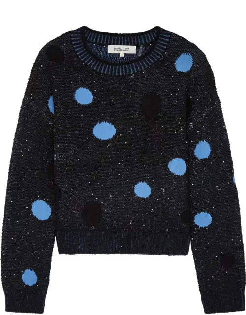Diane Von Furstenberg Phillipa Polka-dot Knitted Jumper - Black - L (UK14 / L)