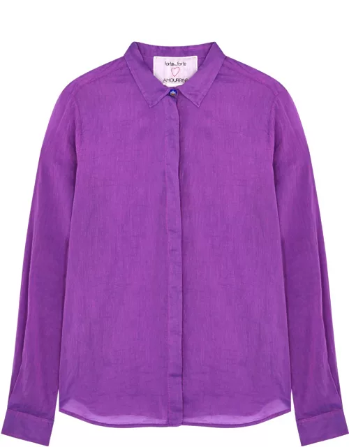 Forte_forte Semi-sheer Cotton-blend Shirt - Purple - 0 (UK 6 / XS)