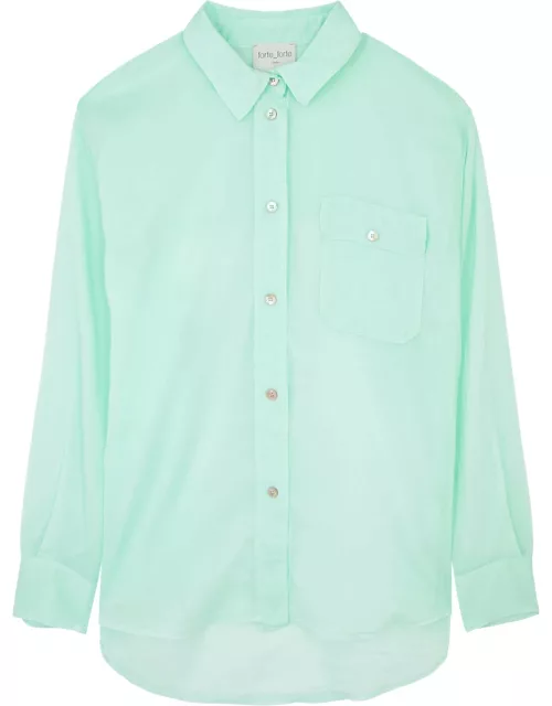 Forte_forte Semi-sheer Cotton-blend Shirt - Aqua - 0 (UK 6 / XS)
