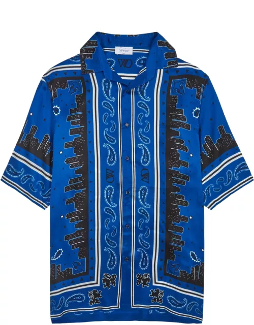 Off-white Printed Satin Shirt - Blue