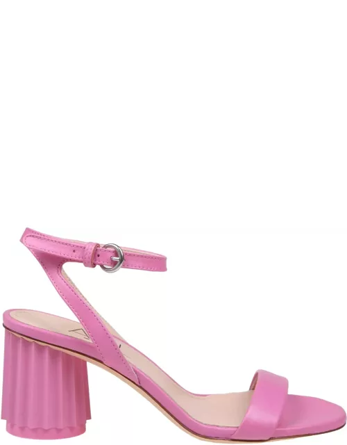 AGL Pink Leather Sandal With Column Hee