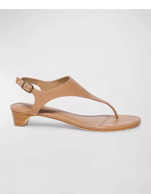 Calfskin Low-Heel Thong Slingback Sandal