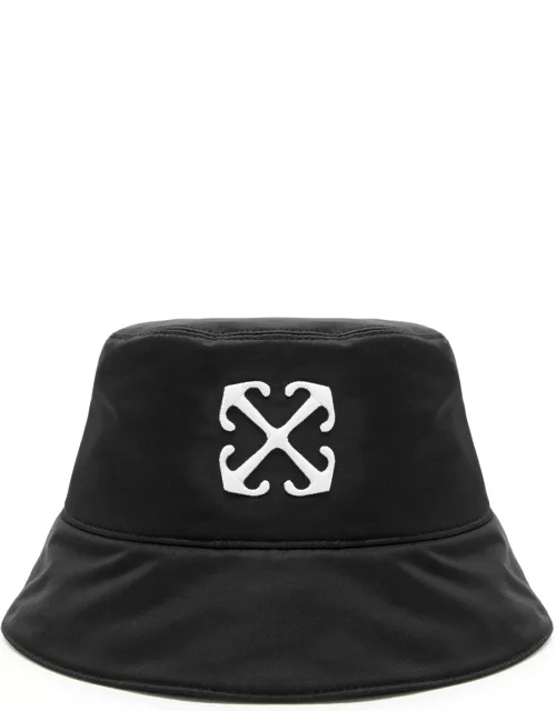 Off-white Arrows Embroidered Satin Bucket hat - Black
