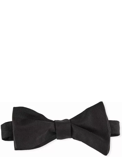 Men's Silk Grosgrain Bow Tie, Black Pattern