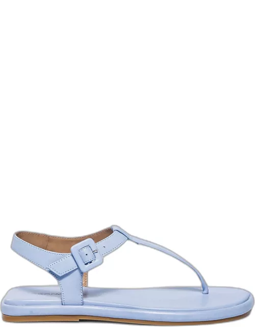 Leather Ankle-Strap Thong Sandal