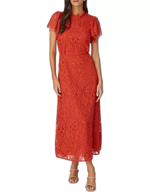 Norma Embroidered Cutout Midi Dres