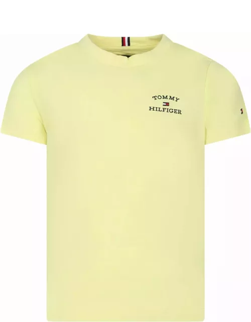 Tommy Hilfiger T-shirt Jaune Pour Garçon Avec Logo