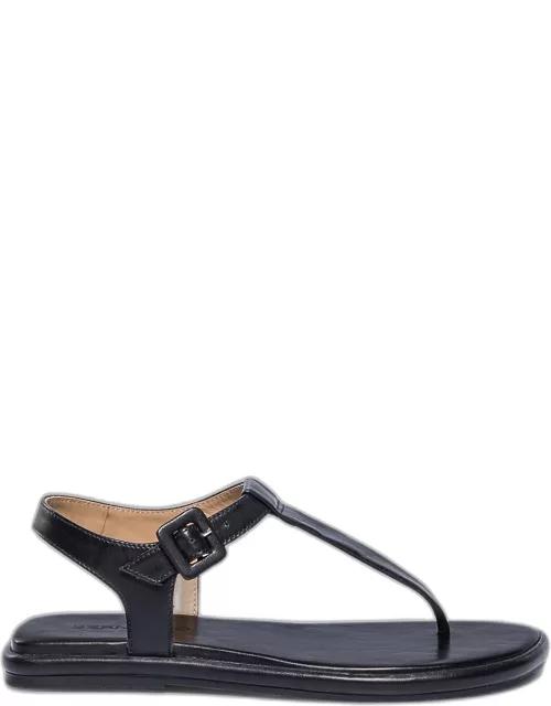 Leather Ankle-Strap Thong Sandal