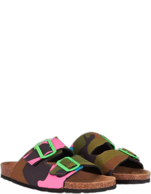 MC2 Saint Barth Sandals With Multicolor Fluo Camouflage Print