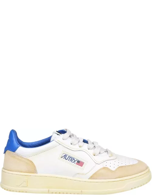 Autry Vintage Sneakers In Leather And Suede Color White And Bluette