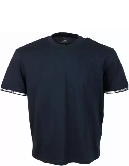 Armani Collezioni Short-sleeved Crew-neck T-shirt With Logo On The Sleeve