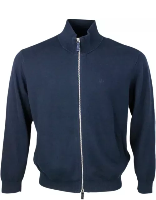 Armani Collezioni Lightweight Full Zip Long-sleeved Shirt Made Of 100% Cotton With Side Pocket