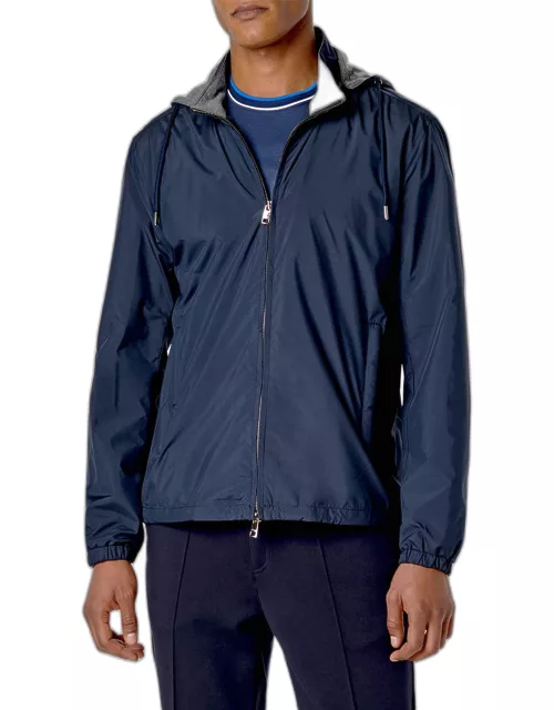 Men's Wind-Resistant Jacket with Detachable Hood