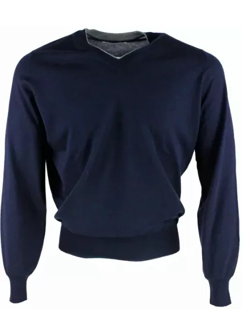 Brunello Cucinelli Cashmere And Silk High V-neck Sweater
