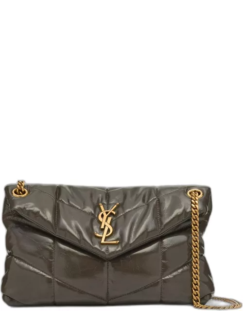 Lou Puffer Small YSL Shoulder Bag in Quilted Smooth Leather
