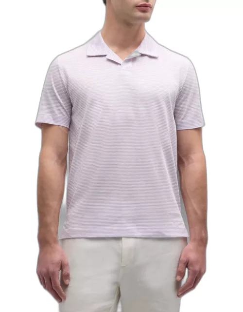 Men's Cotton-Linen Stripe Polo Shirt