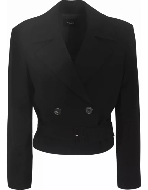 Theory Double-breast Crop Belted Blazer