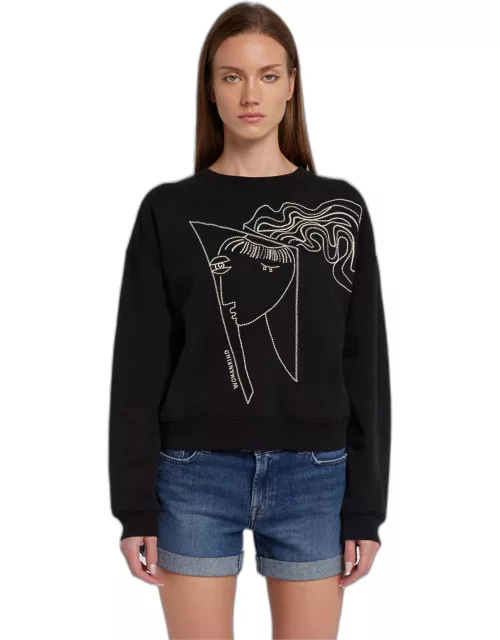 Alexandra Nechita Embroidered Sweatshirt in Black
