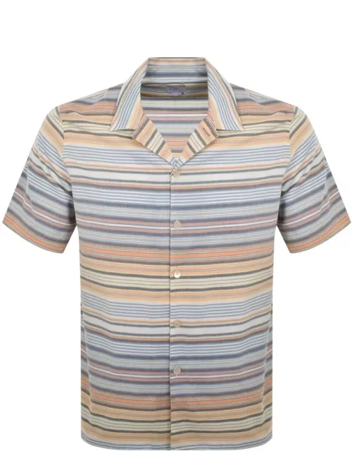 Paul Smith Short Sleeve Striped Shirt Blue
