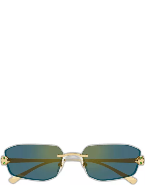 Panther Rimless Metal Rectangle Sunglasse