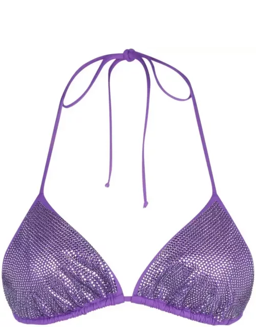 MC2 Saint Barth Woman Triangle Top Swimsuit With Purple Stras