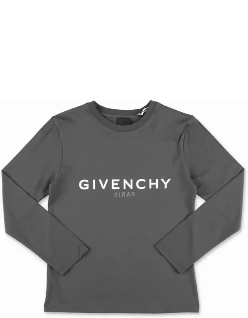 Givenchy T-shirt Grigio Scuro In Jersey Di Cotone Bambino